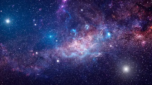 Deep Space Galaxy Field — iStock Blue-Pink Nebula Composite