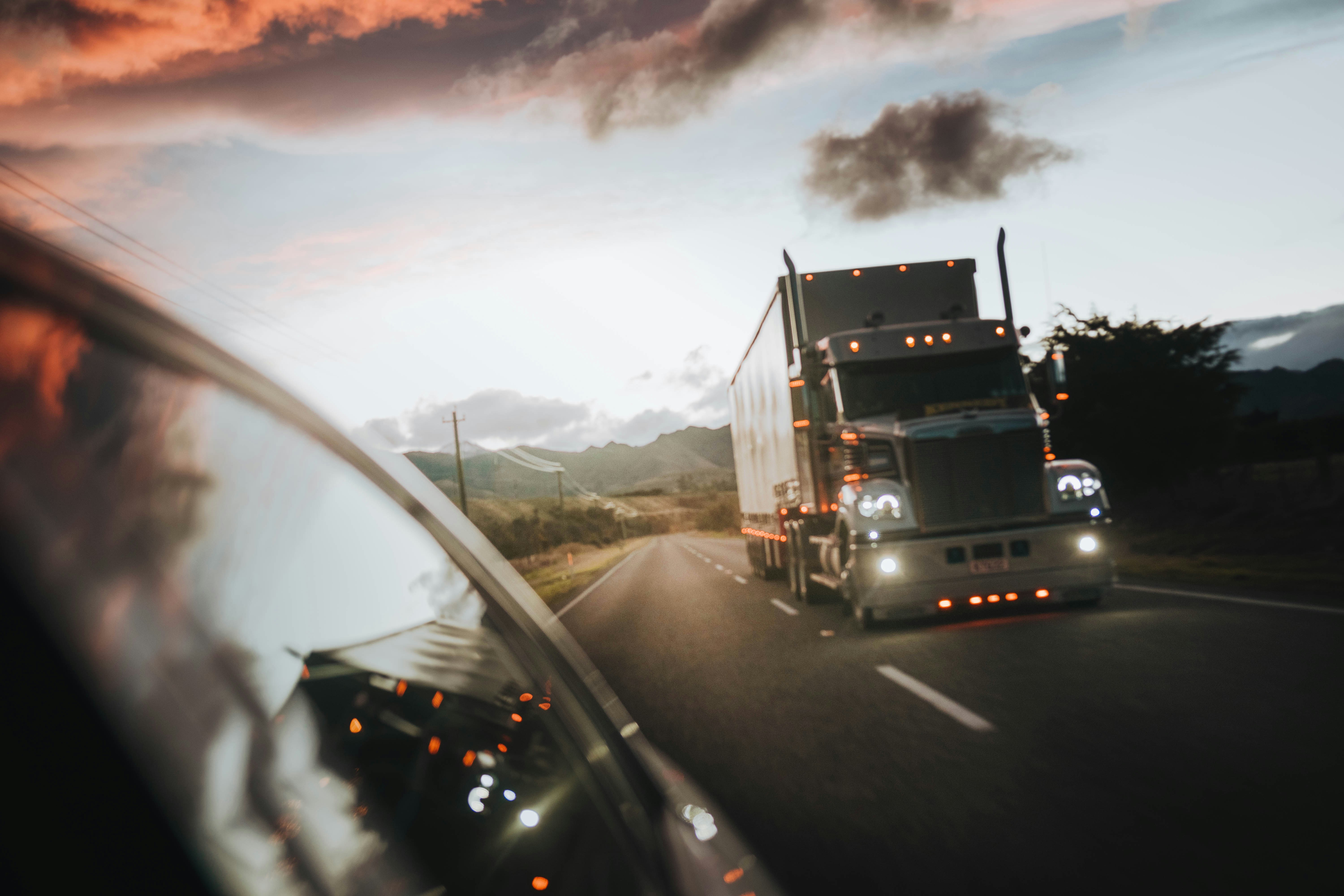American semi truck on highway