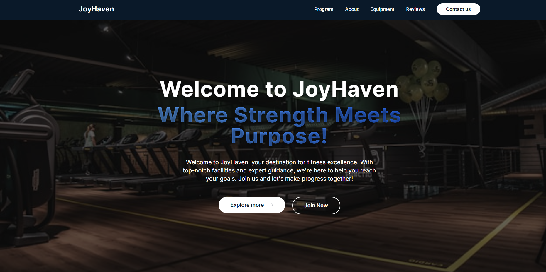 JoyHaven Gym website preview
