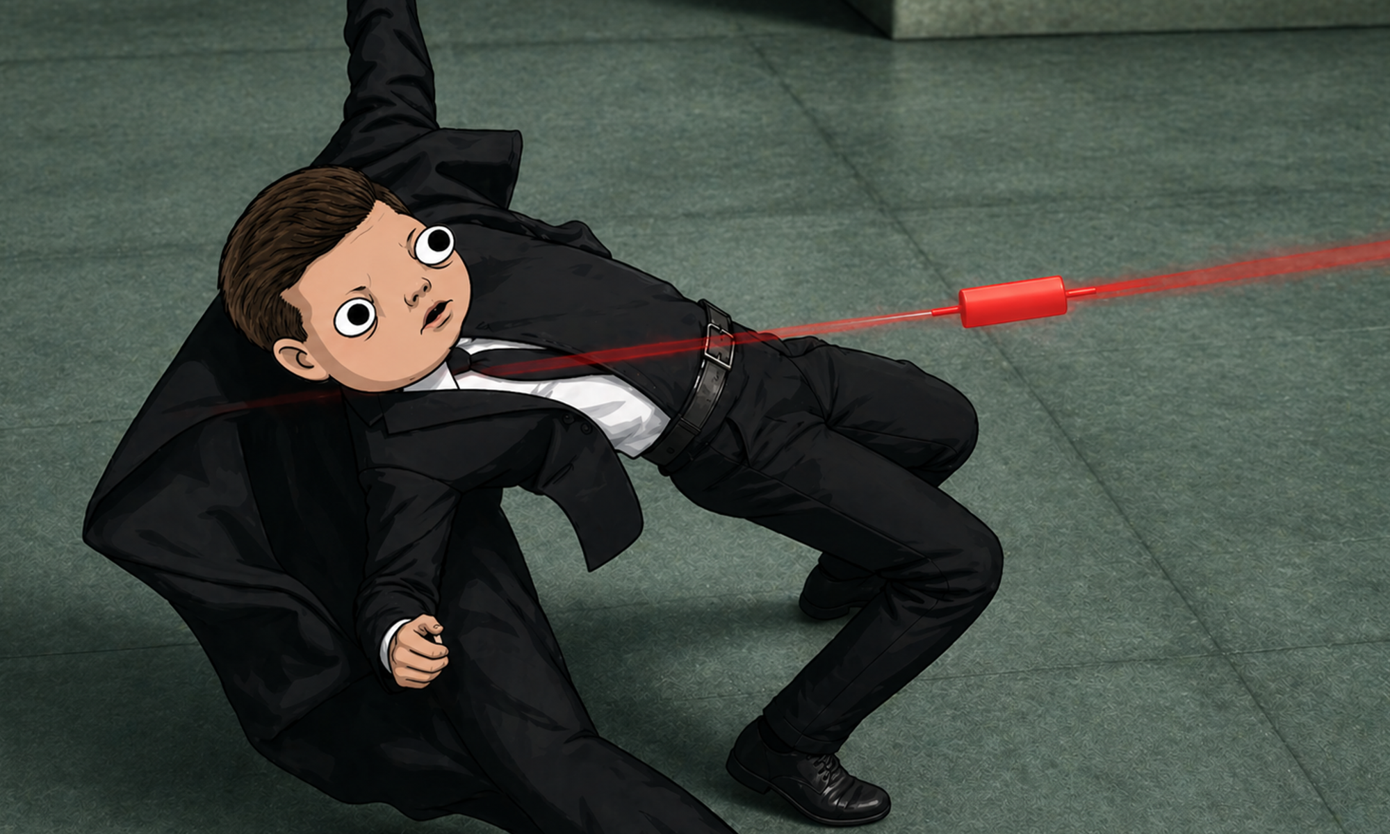 Juhn Kunnedy getting hit with a laser beam