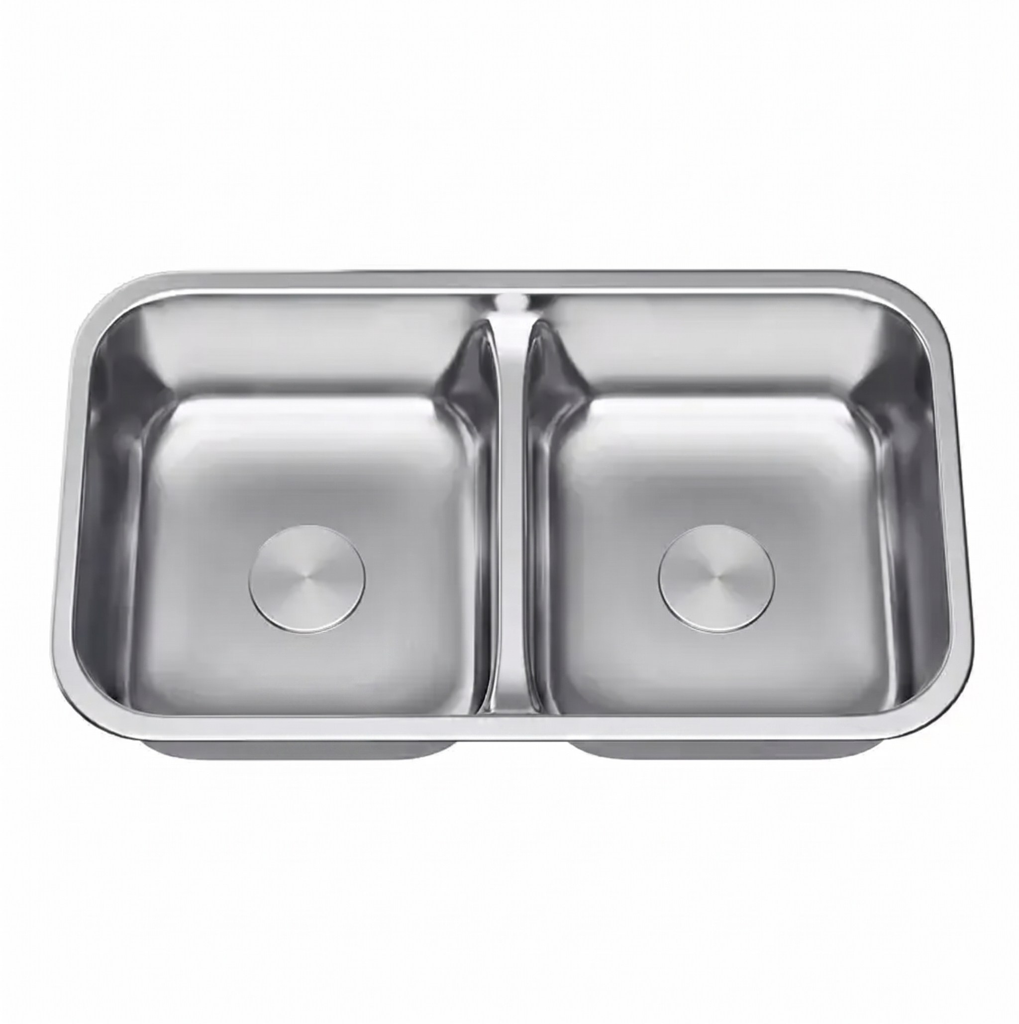 Stainless steel double bowl undermount kitchen sink with equal basins