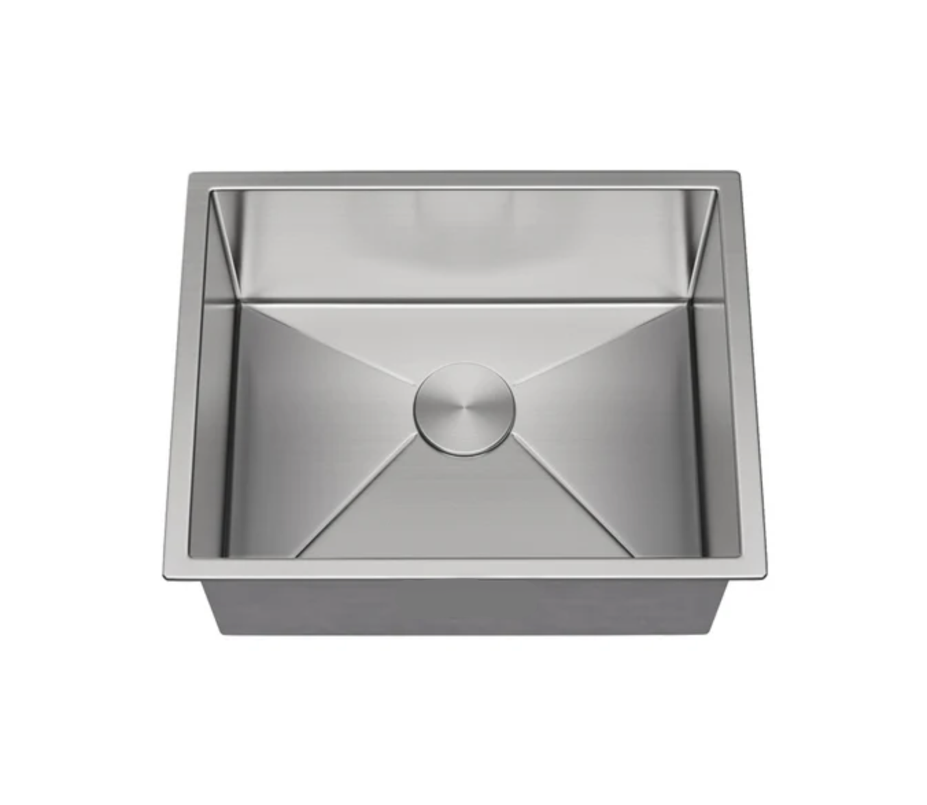 Stainless steel single bowl undermount kitchen sink with angular design