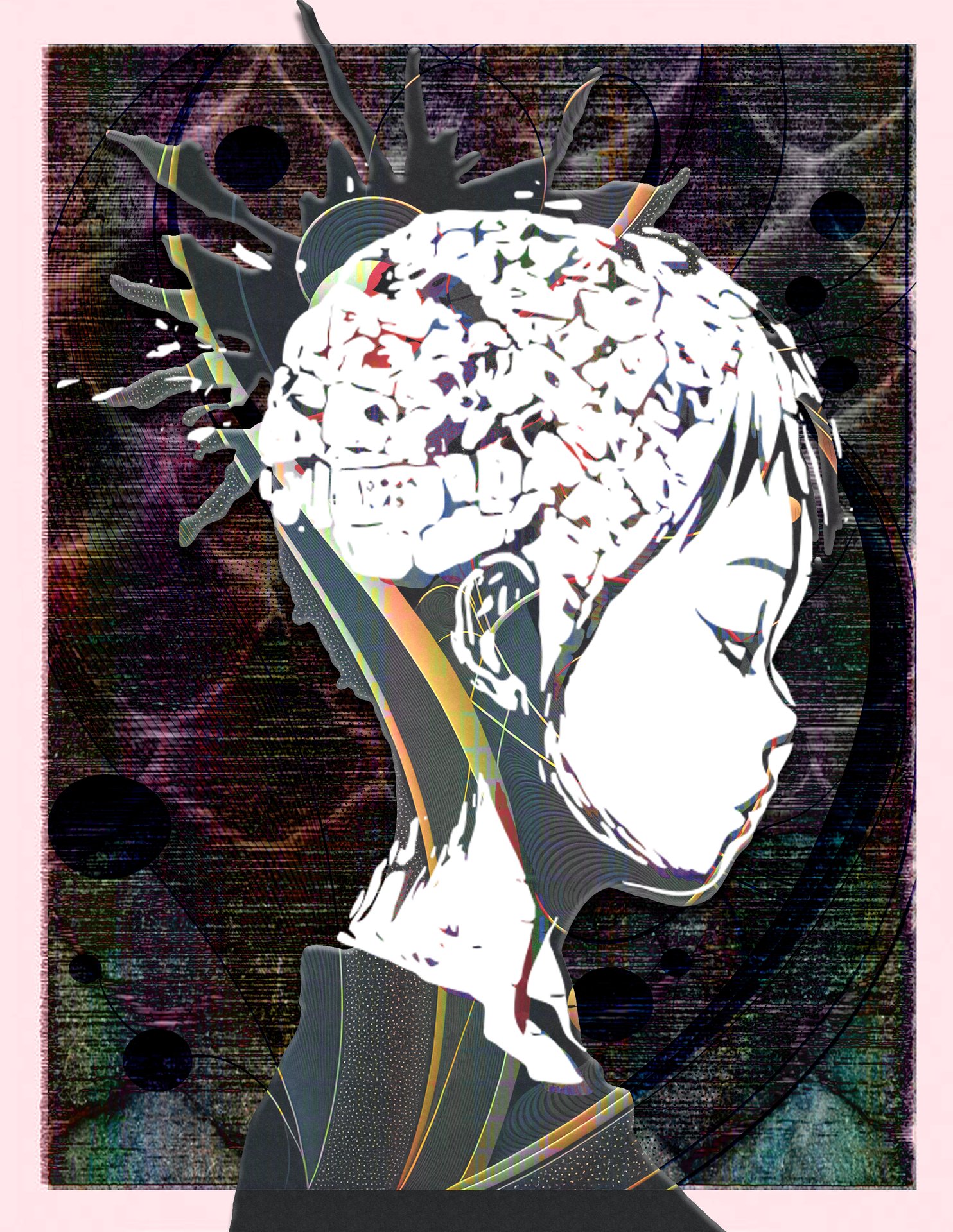 Dark portrait with organic growth