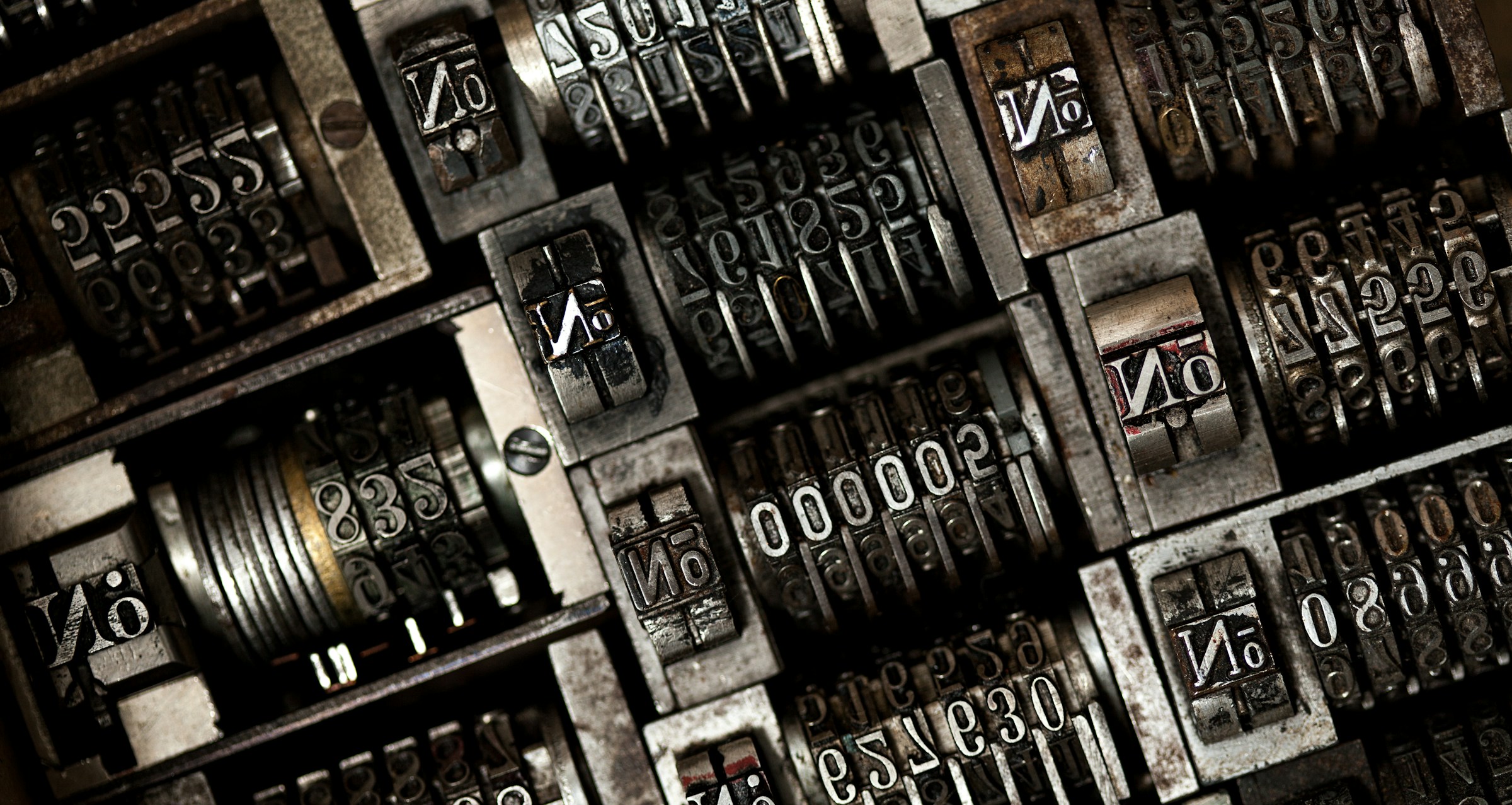 Vintage letterpress printing blocks with numbers