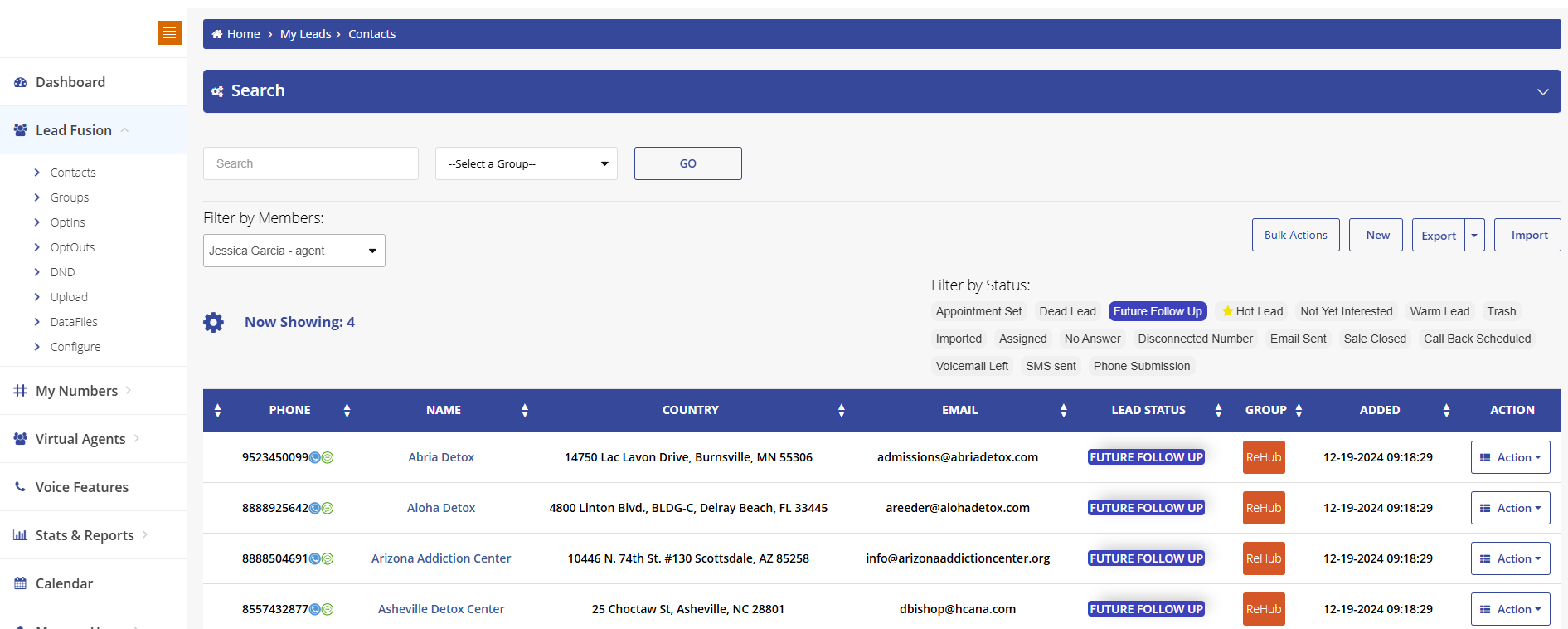 Lead Management Interface