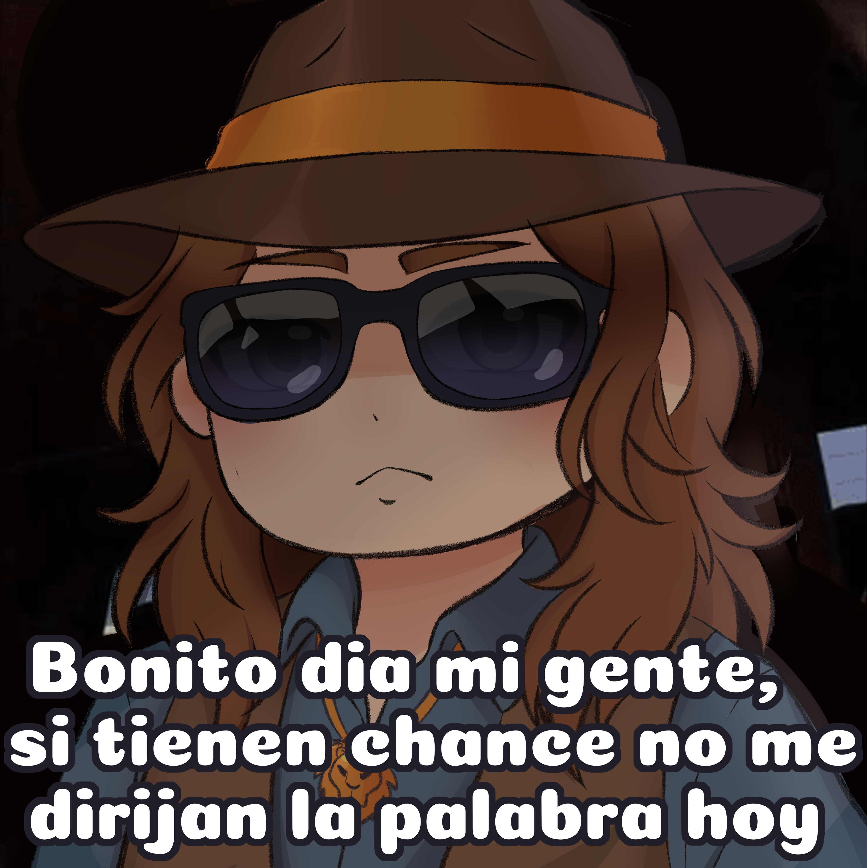 Primer plano de LION con gafas oscuras y el mensaje: Bonito día mi gente, si tienen chance no me dirijan la palabra hoy.