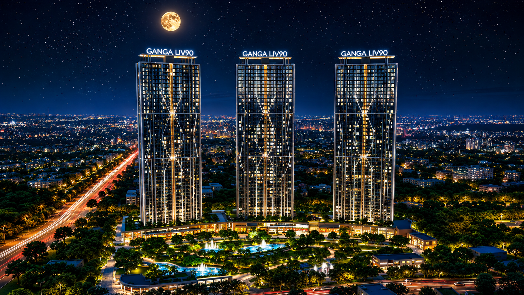 Ganga Liv 90 aerial night view