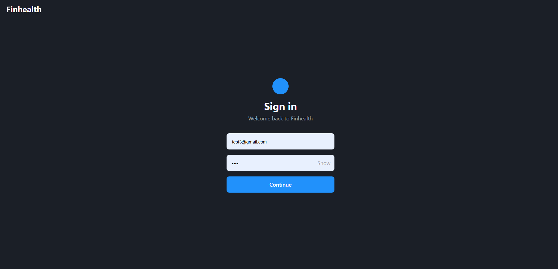 FinHealth Login Page