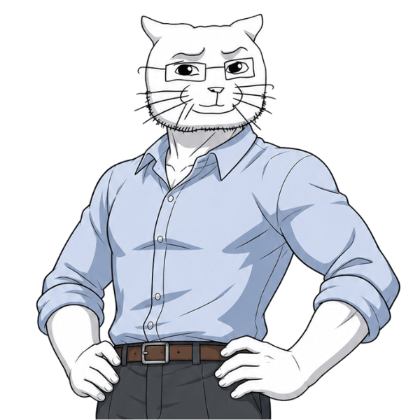 Catjak in a blue shirt