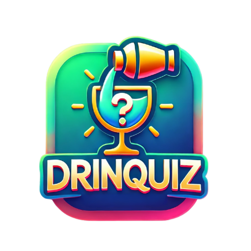 Drinquiz Logo - A colorful wine glass with a question mark