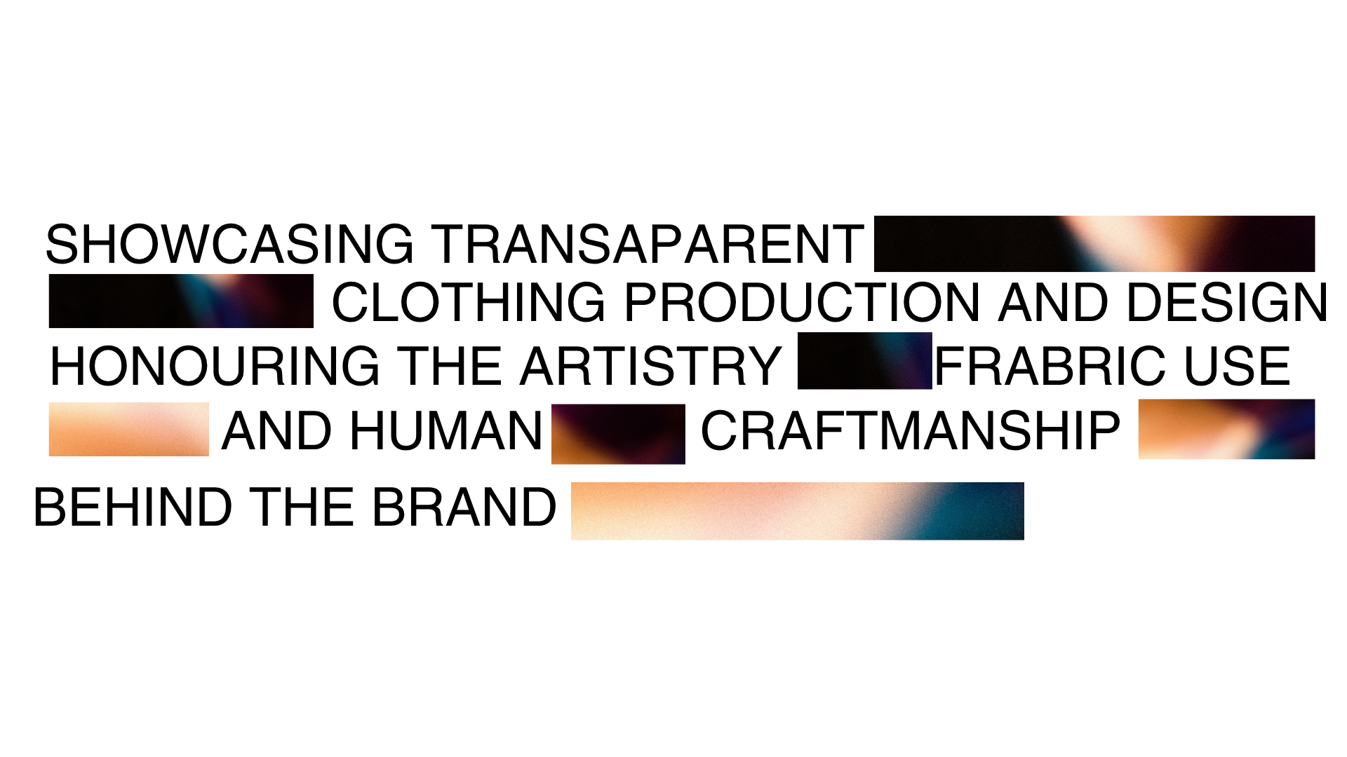 Abstract black artwork with scattered blurred bands of warm and cool color