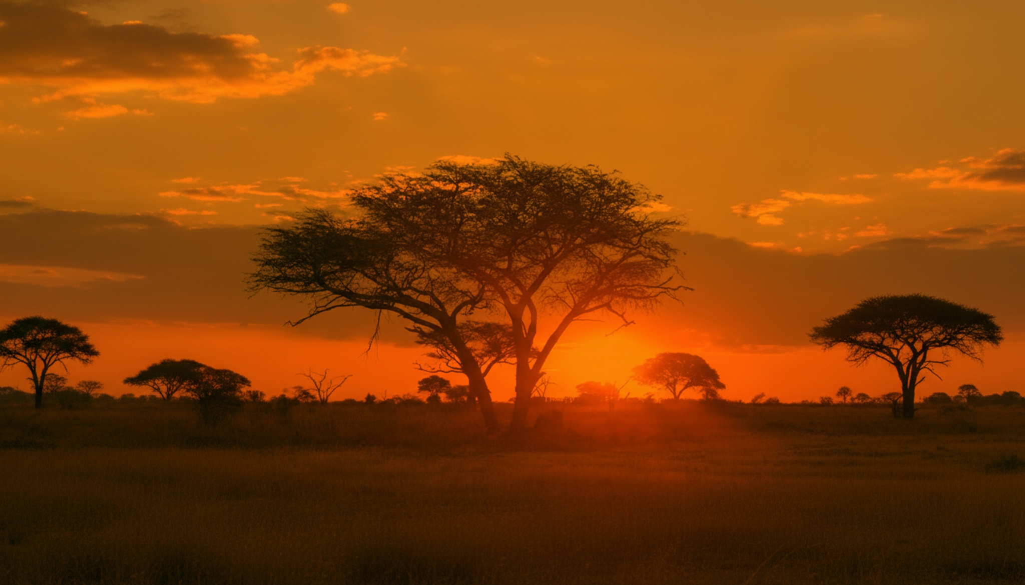 African savannah at sunset reflecting the cultural landscape of Zimbabwe
