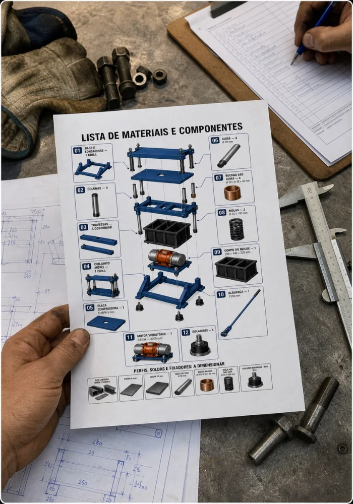 Lista de materiais e componentes