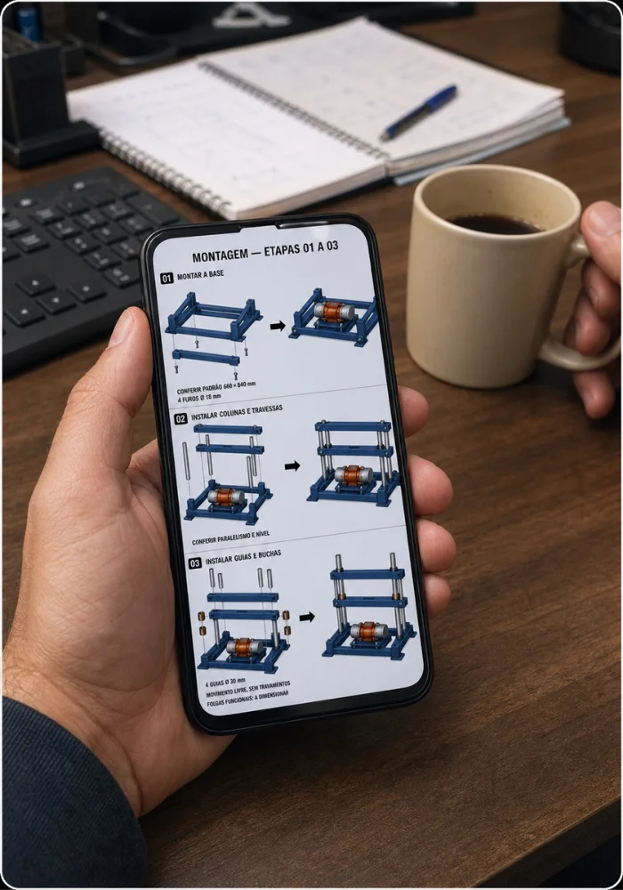 Mockup no celular — Montagem etapas 01 a 03