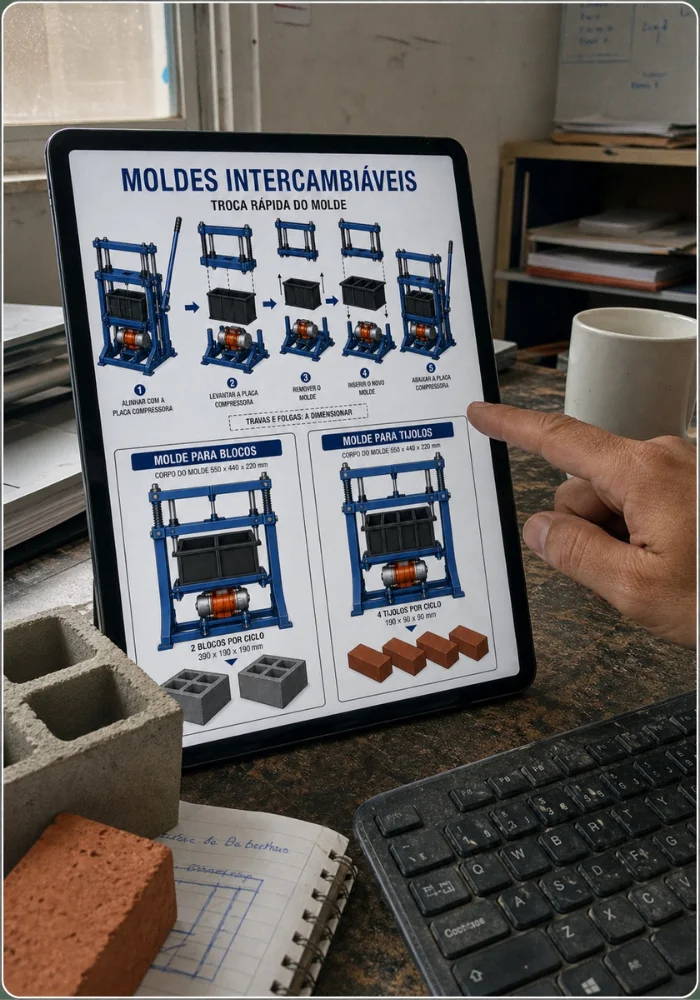 Mockup no tablet — moldes intercambiáveis