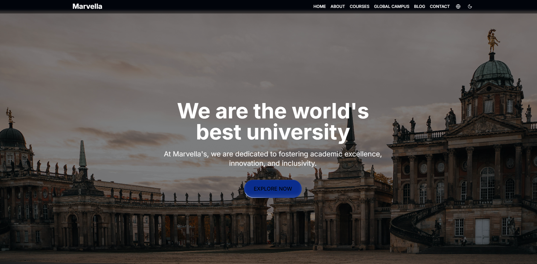 Marvella University website preview