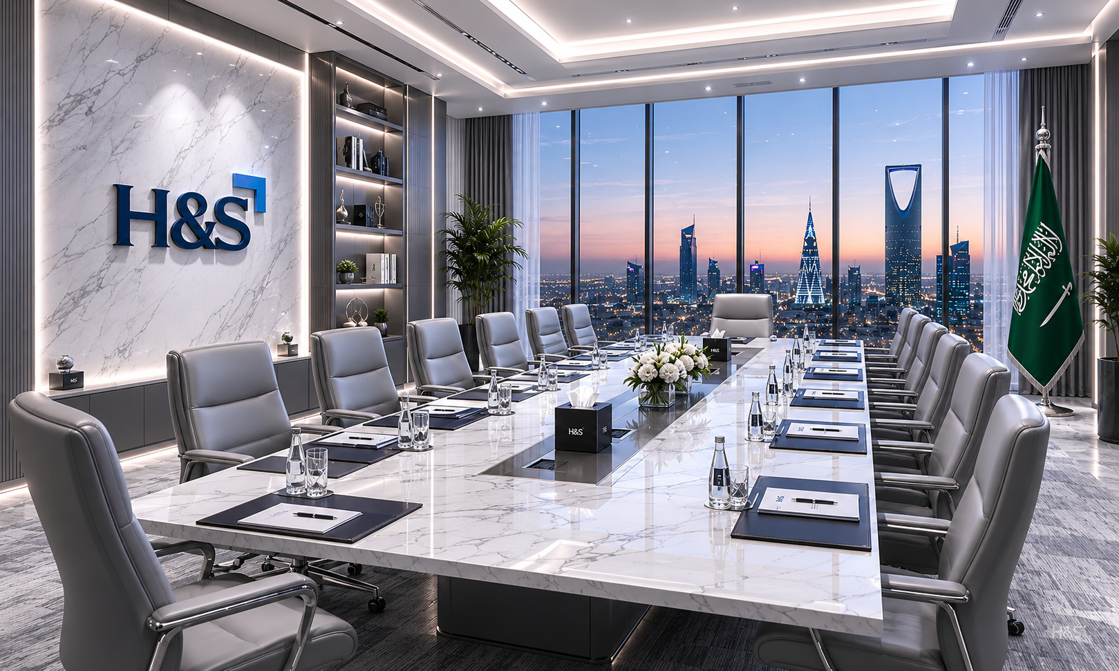 H&S Executive Boardroom with Riyadh skyline view