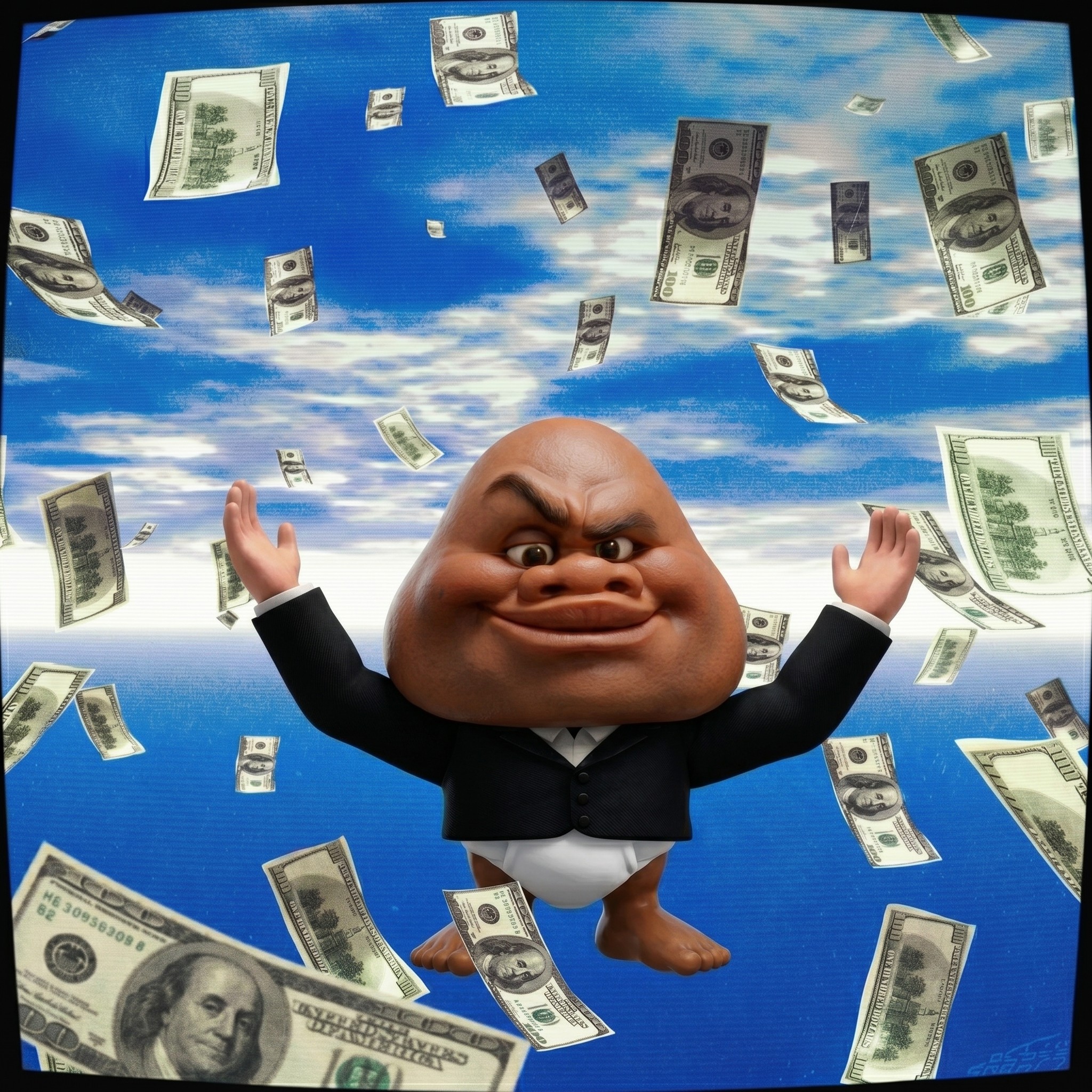 Mr Lil Dicker with money raining down