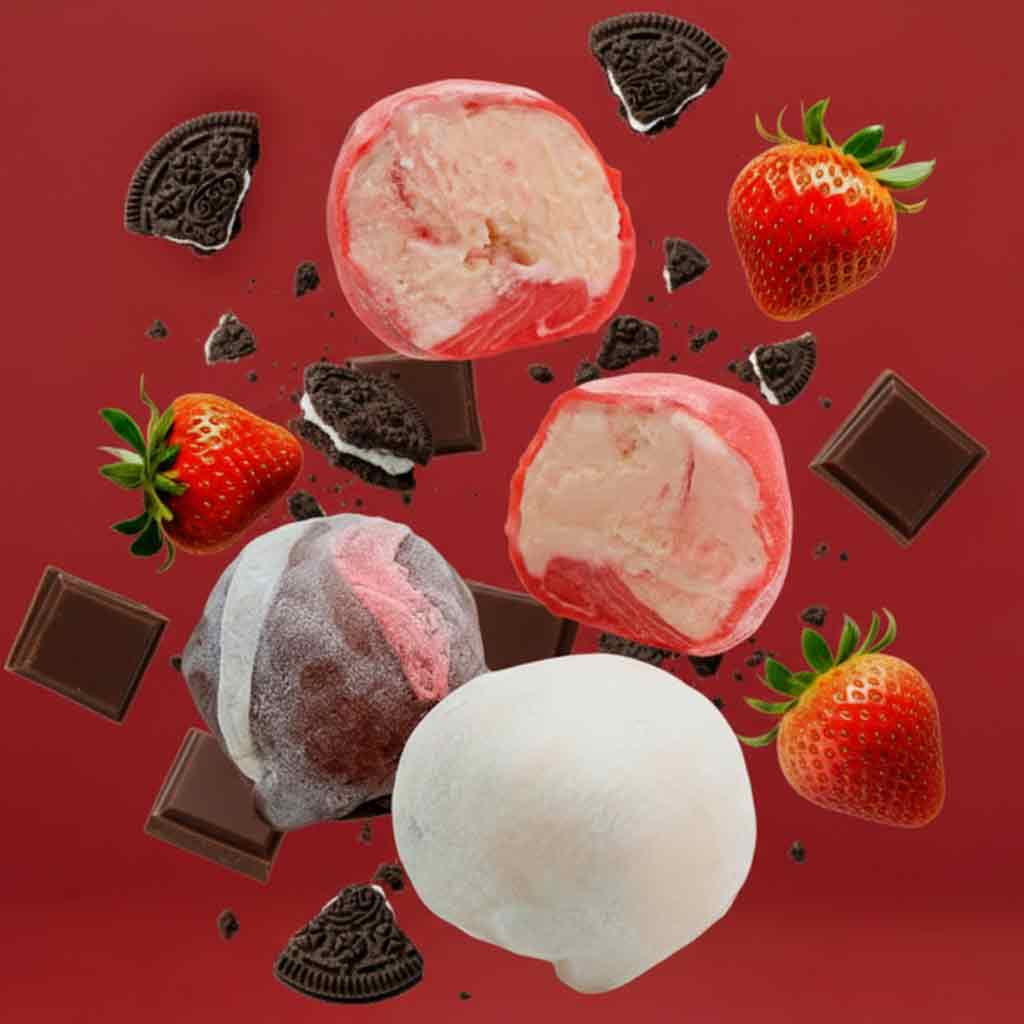 Mochis de fresa y chocolate