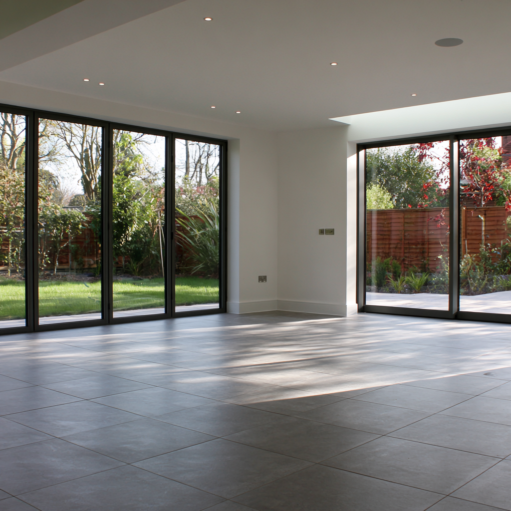 Wrap-around extension with corner bi-fold doors in Hertford