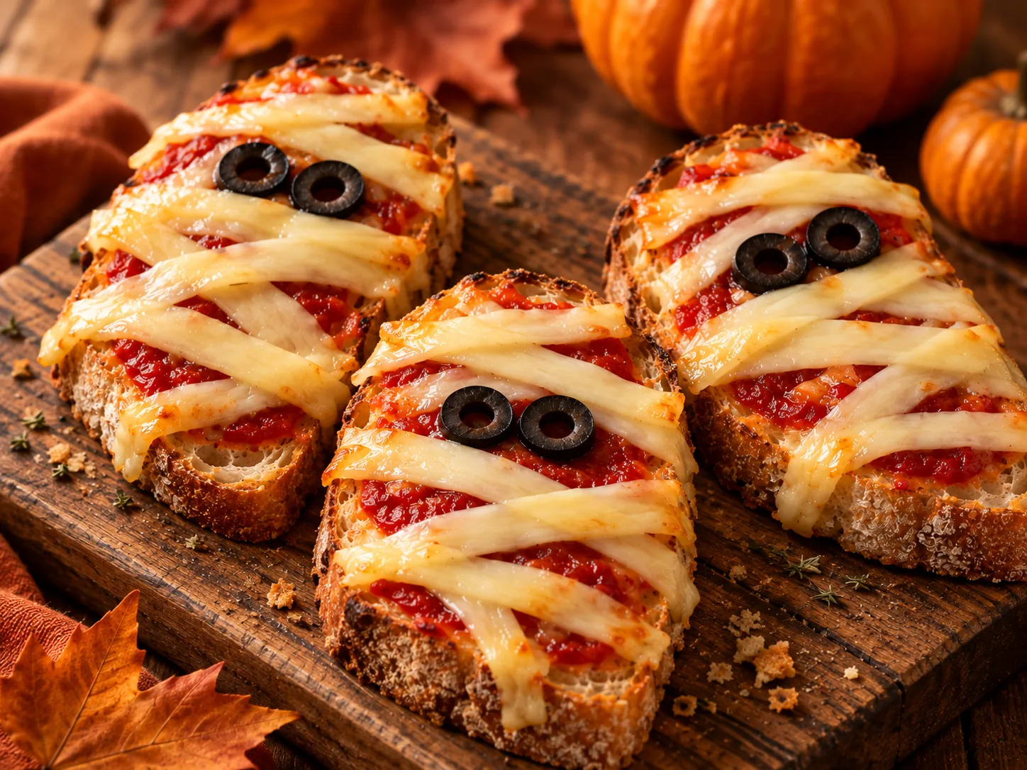 Momie d'Halloween bruschetta Maison Chevallier