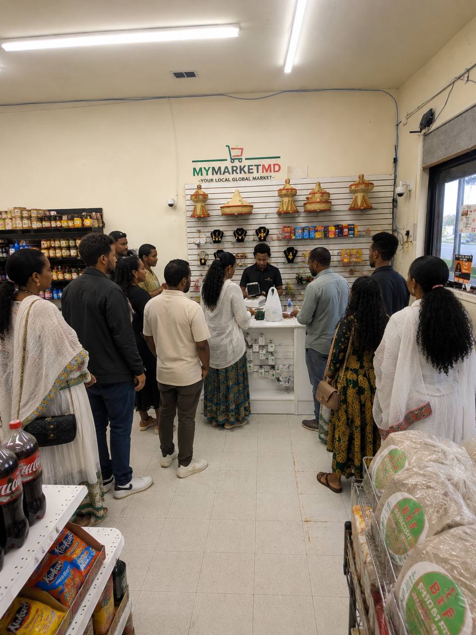 MyMarketMD store interior with customers and signage