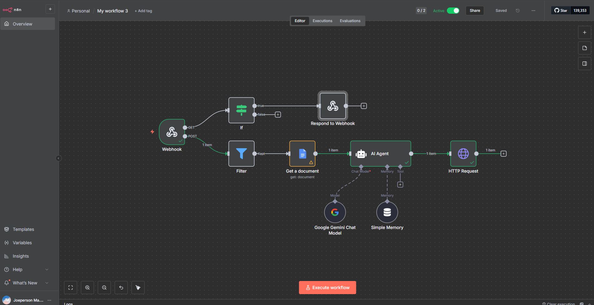 N8n Webhook & AI Agent Workflow