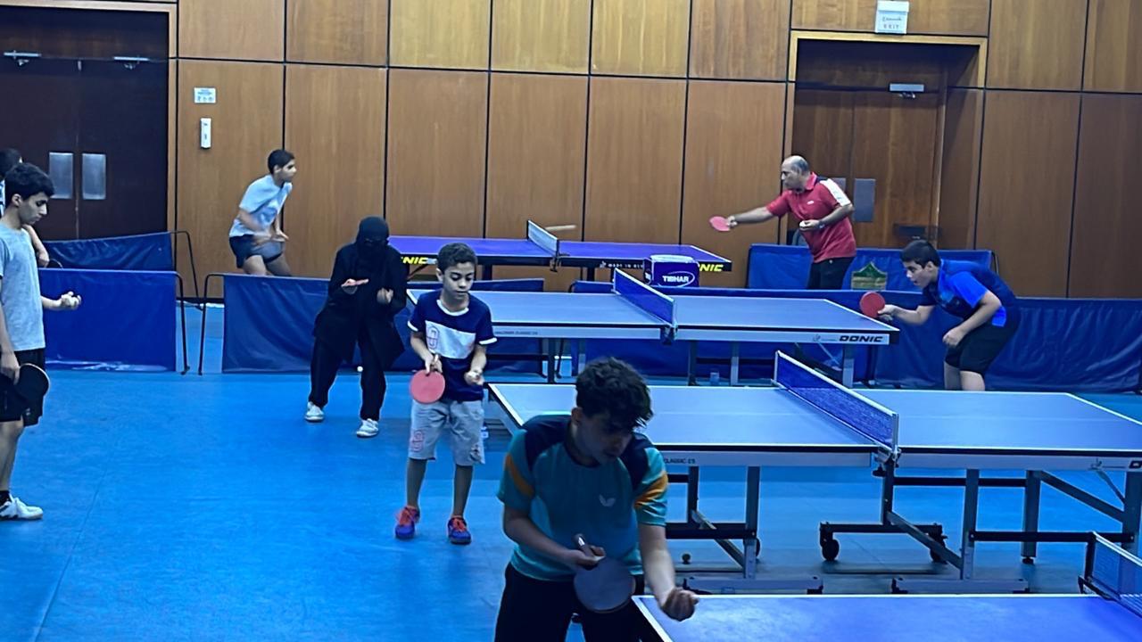 A training night at Al-Nahda table tennis club