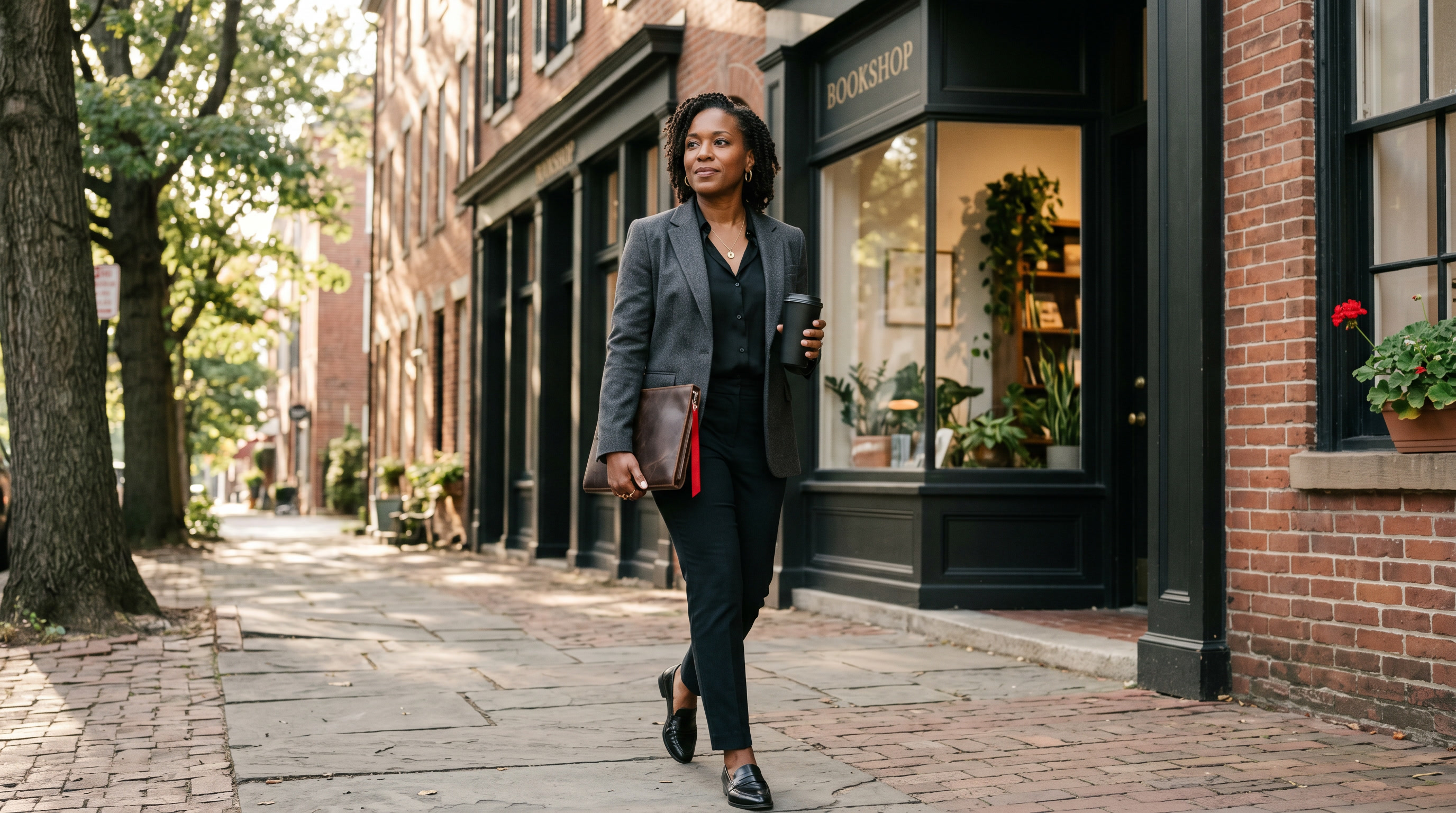 Attorney walking through a historic neighborhood