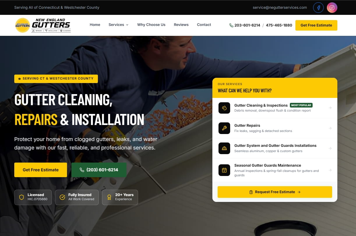 Скриншот проекта NE Gutter Services