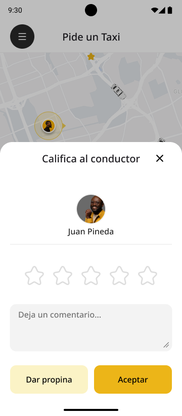 Conrra app — Pantalla de calificación