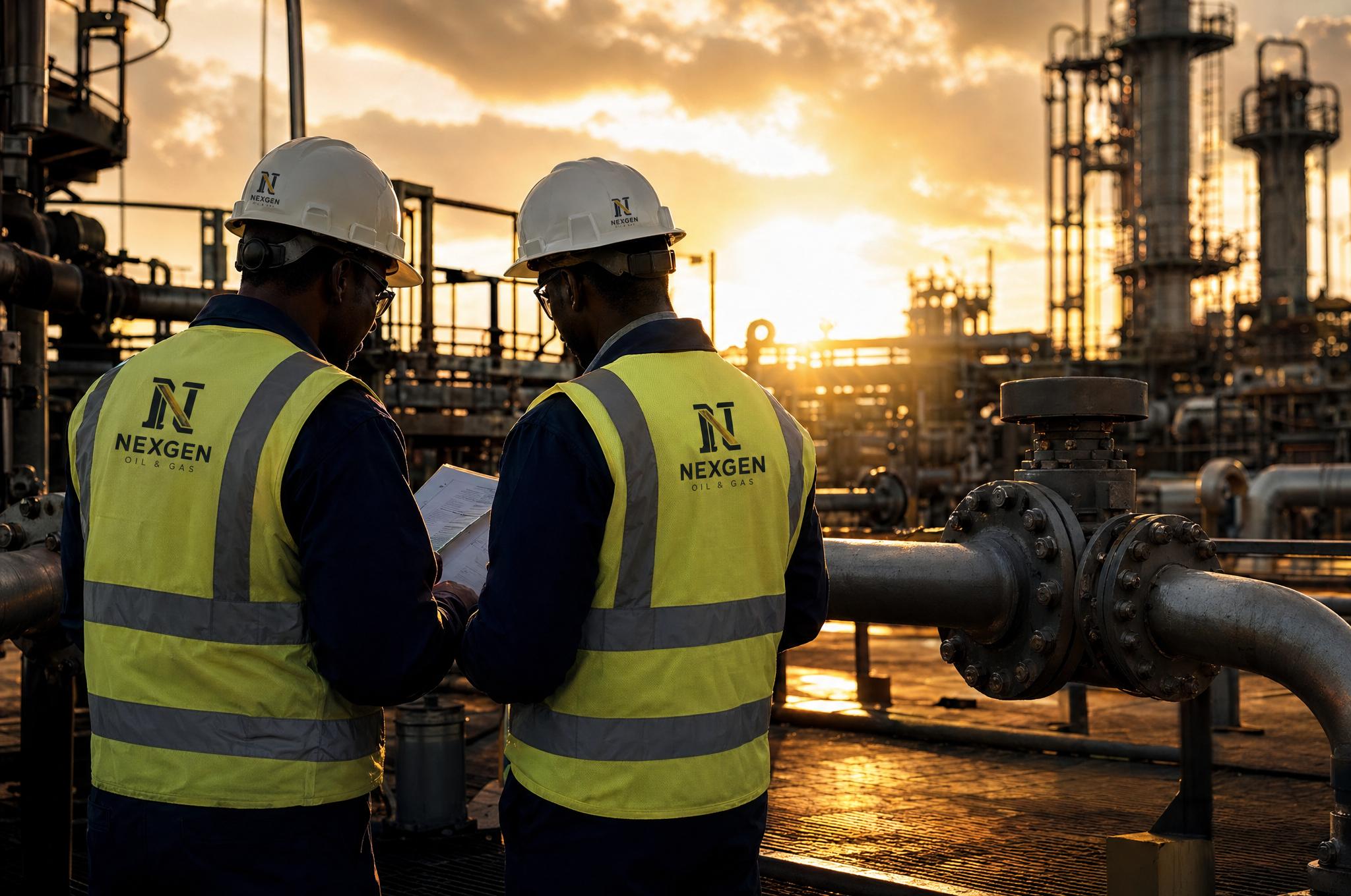 Nexgen Oil & Gas workers at a gas processing facility