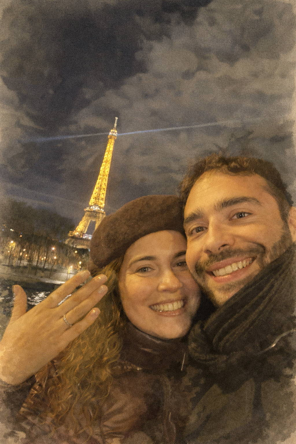 Sara e João no noivado em Paris