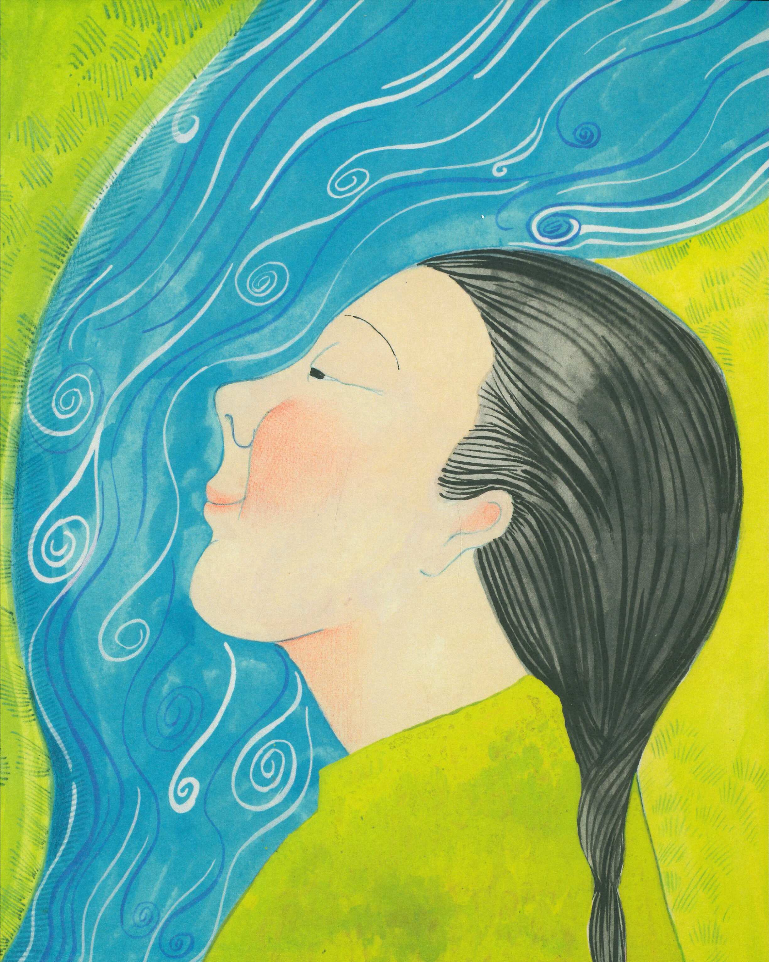 Notxa: perfil de dona amb cabell blau