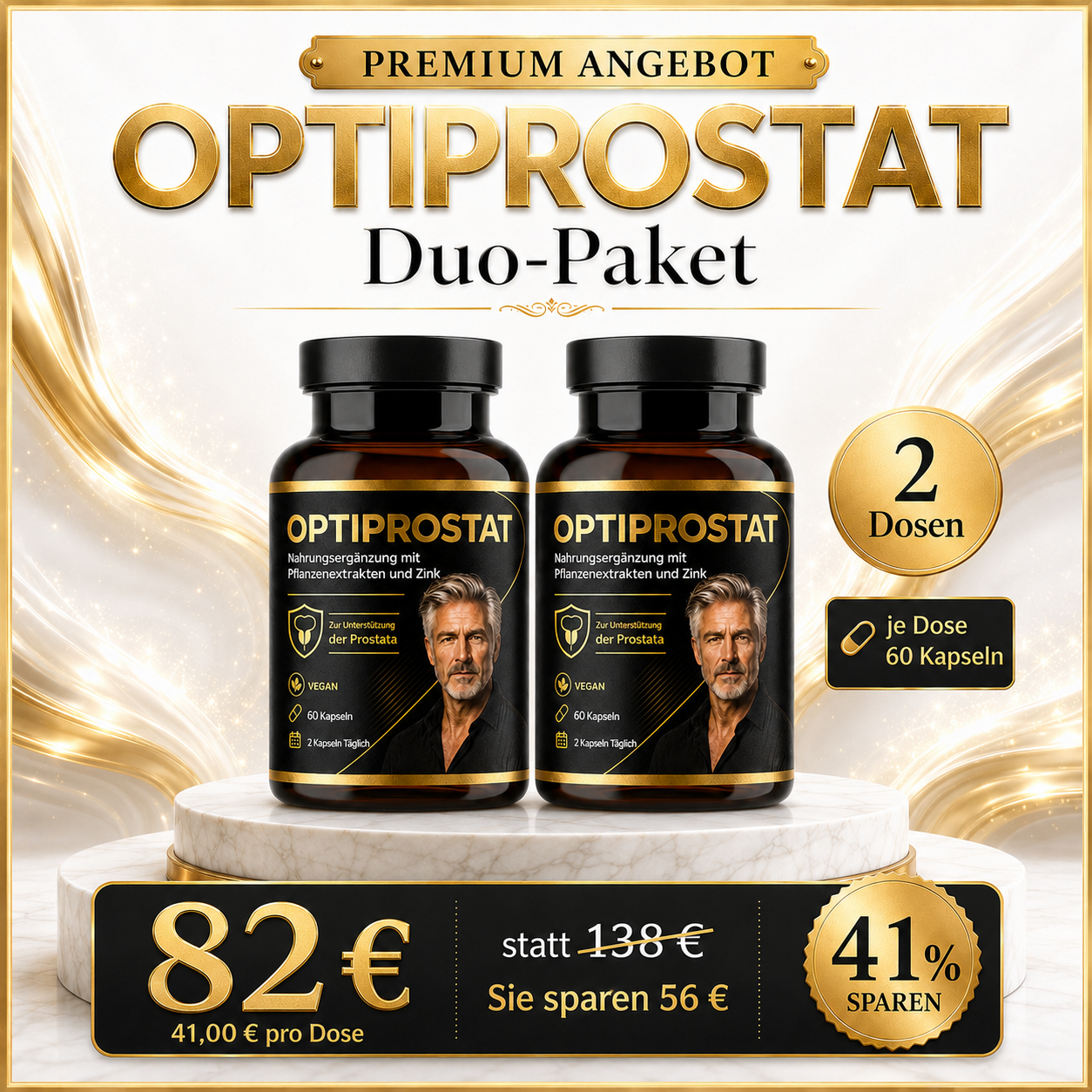 KI-generiertes Bild: Duo-Paket - OPTIPROSTAT Prostata Nahrungsergänzung