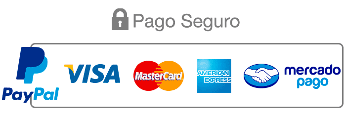 Métodos de pago seguros 1: PayPal, Visa, Mastercard, American Express y Mercado Pago