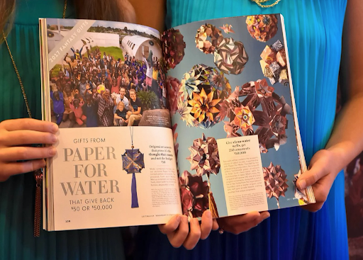 Neiman Marcus magazine spread featuring Gifts from Paper for Water