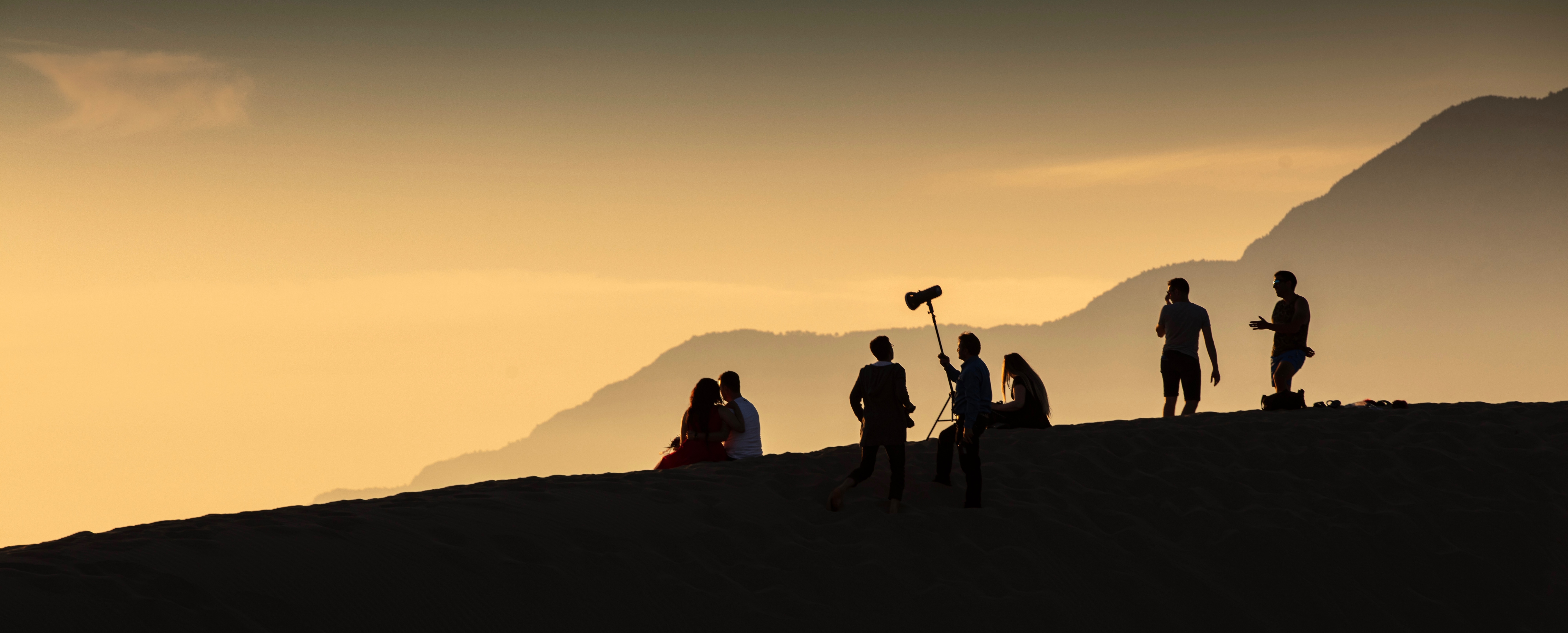 Filmmakers at sunset