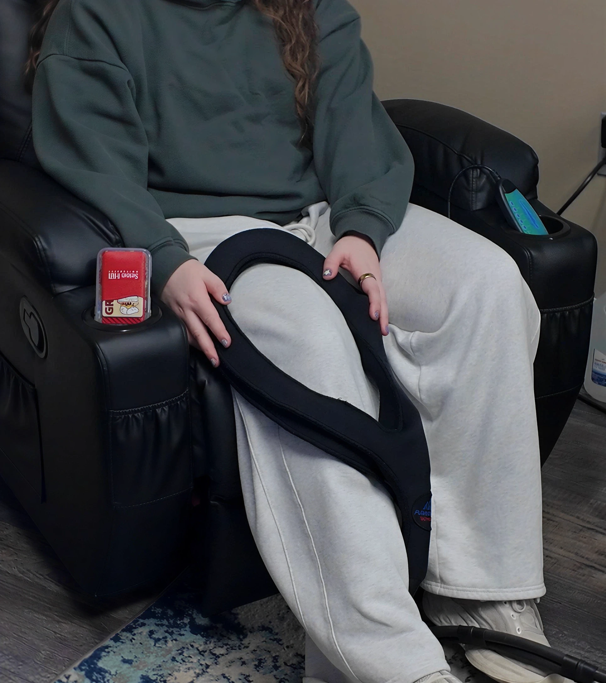 Patient relaxing during PEMF therapy session in comfortable treatment chair