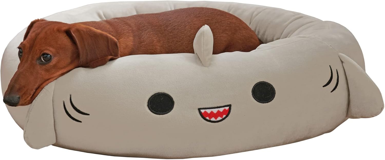 Beige Squishmallow Pet Bed with Dachshund