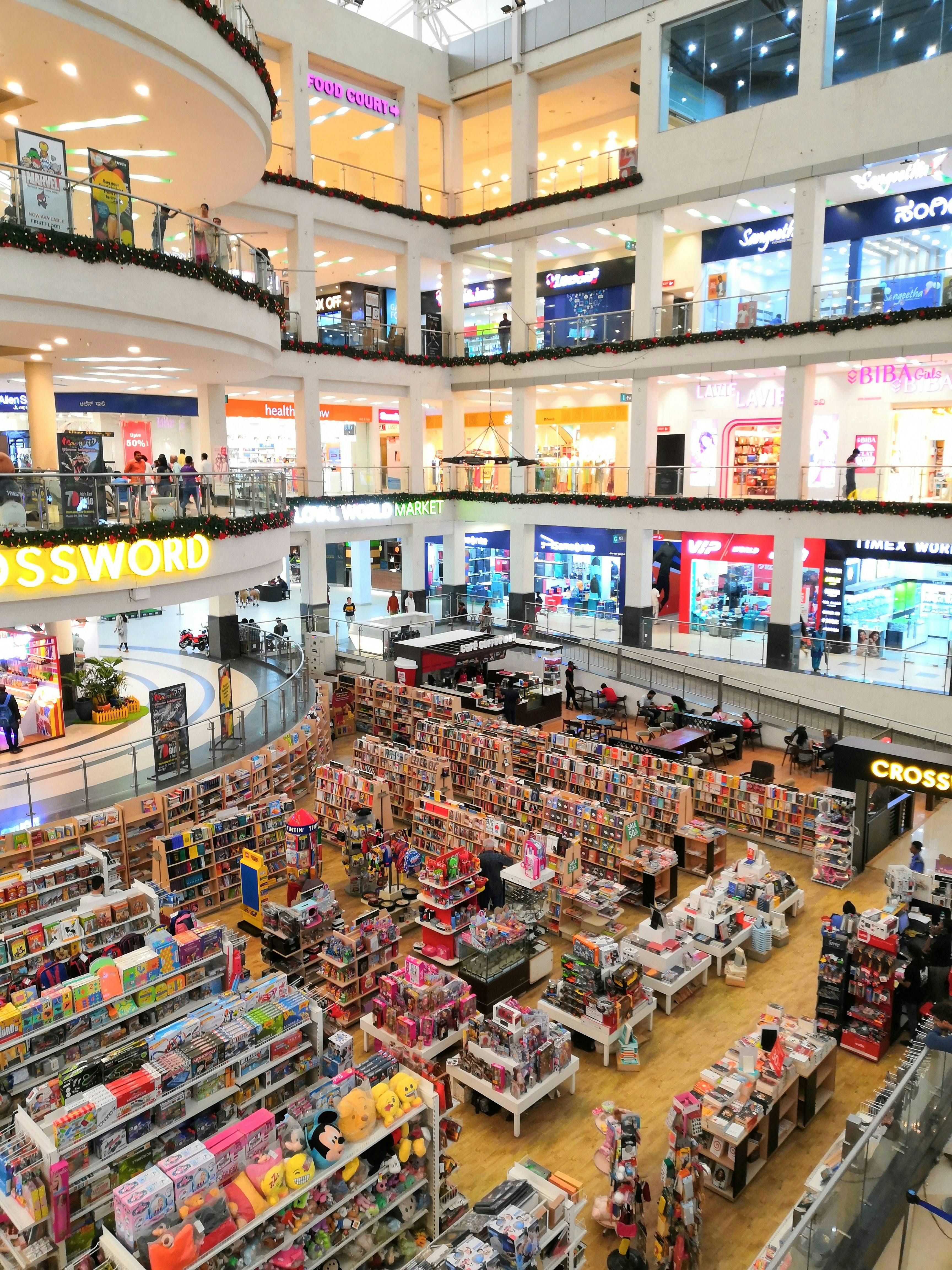 Multi-story bookstore showing vertical traffic distribution and dwell patterns