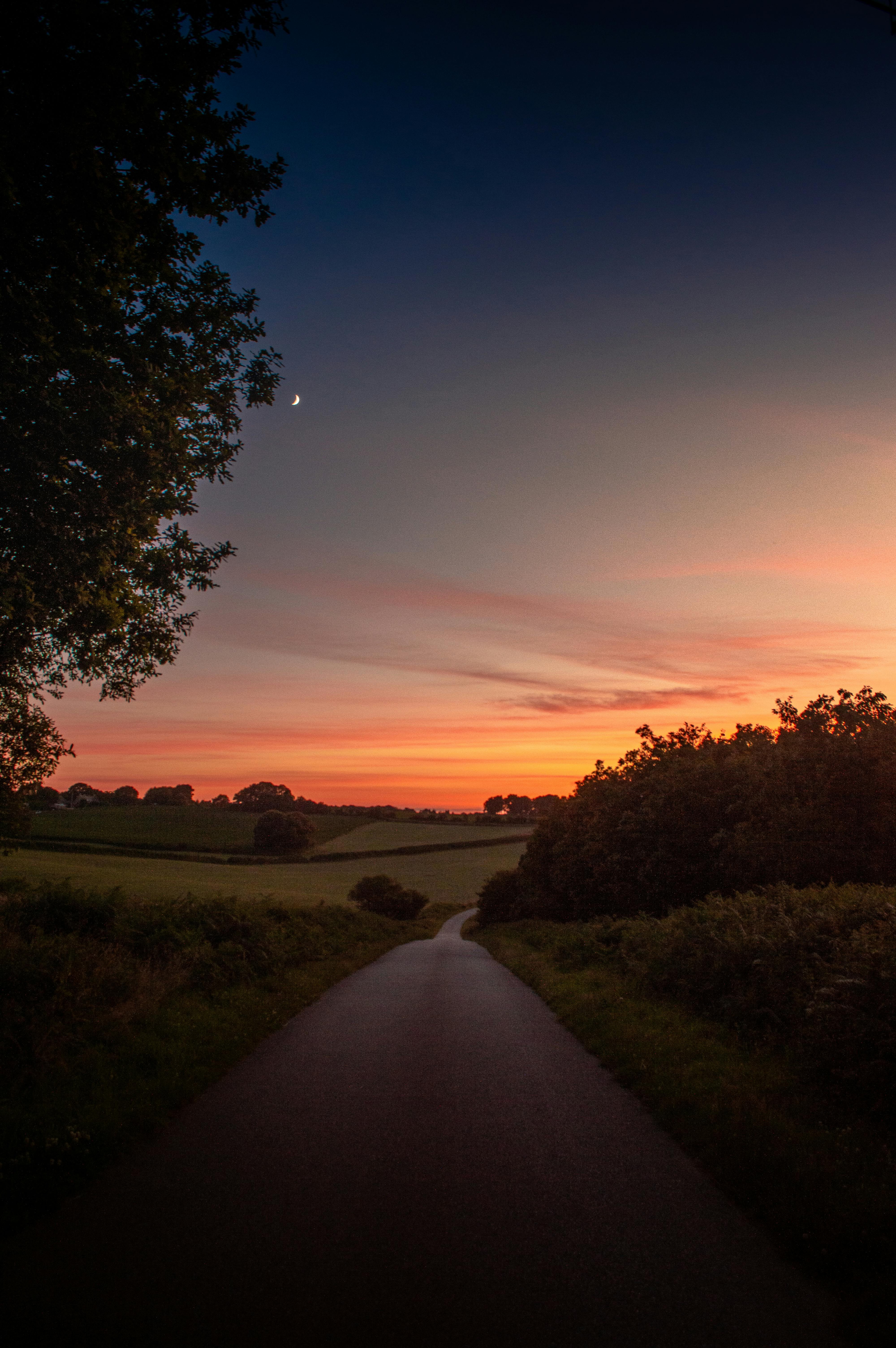 Sunset countryside road