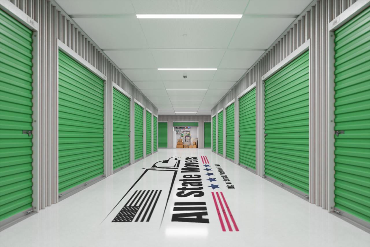 Modern storage facility with green storage units