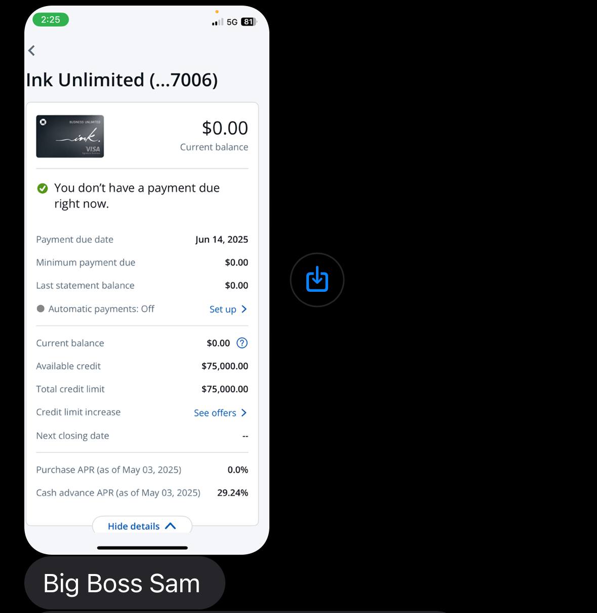 Ink Unlimited $75,000 credit limit approval