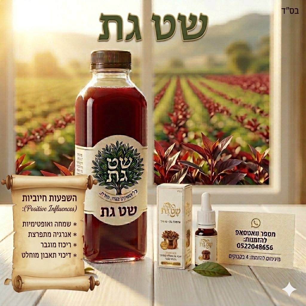 מיץ גת חבשי אדום וטיפות גת שחורות - שט גת מוצרים טבעיים 100%