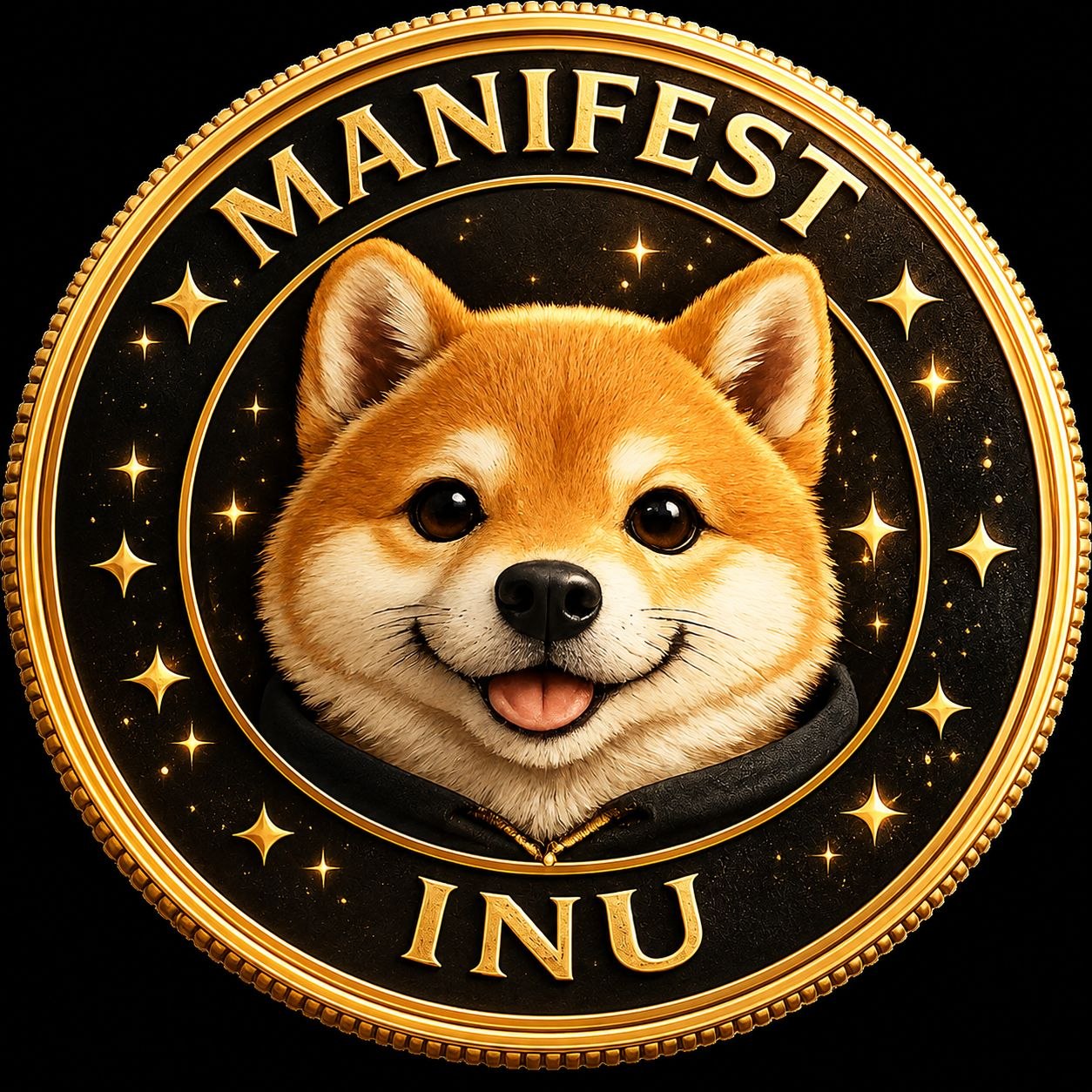 Manifest Inu Shiba mascot pointing forward