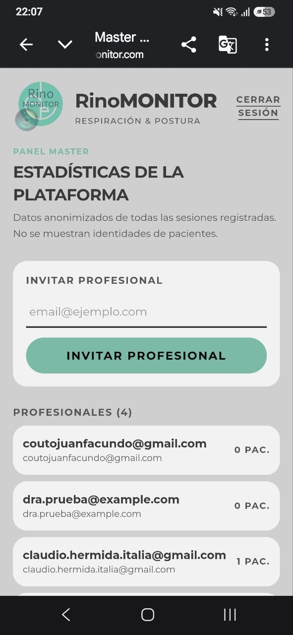 Master Admin mobile panel with professional invitations
