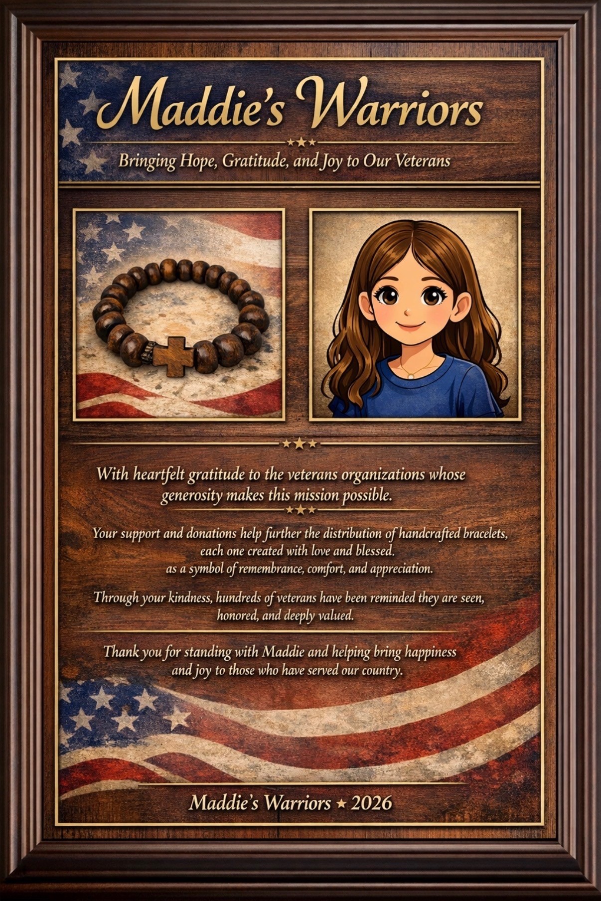Maddie's Warriors plaque to be presented to Maddie