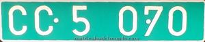 Plaque consulaire espagnole CC verte : CC 5 070