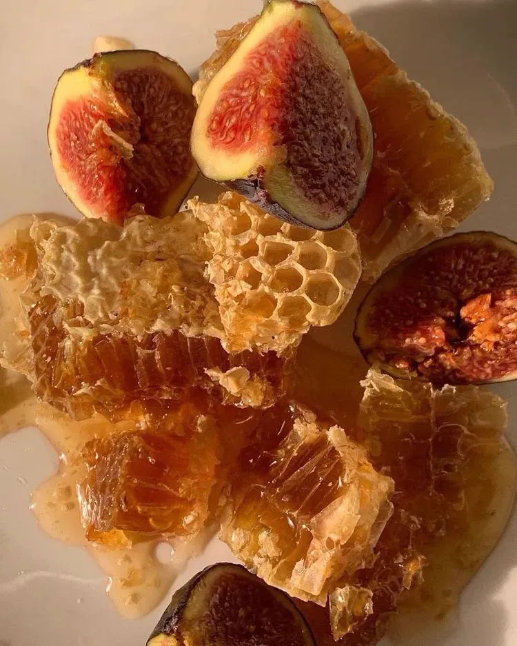 Honeycomb with fresh figs